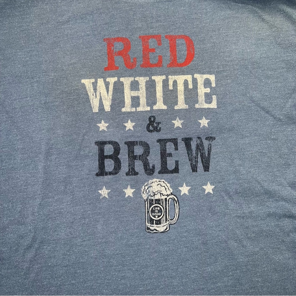 Life Is Good Blue 'Red White & Brew' Short Sleeve Graphic Tee - Picture 2 of 5
